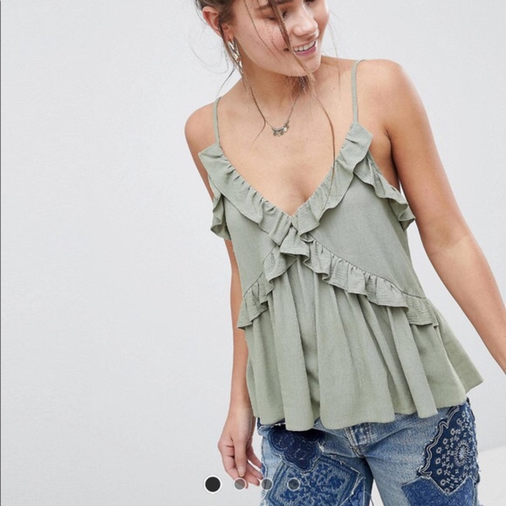 ASOS green ruffle tank top